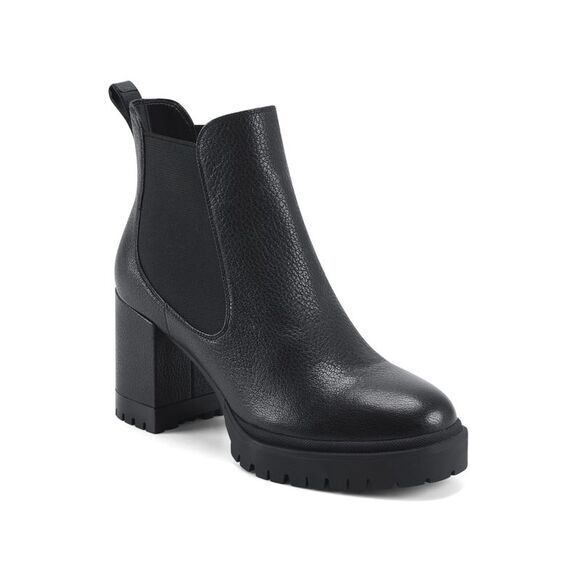 AEROSOLES Womens Black 1" Platform Emelia Block Heel Slip On Leather Booties 5 M - Picture 1 of 4